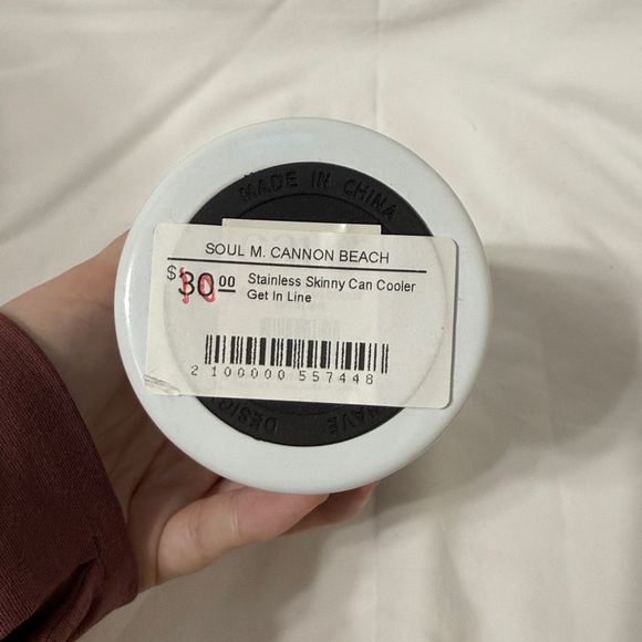 NWT Caus Blue Striped Stainless Steel Drink Tumbler or Can Cooler - Picture 6 of 9